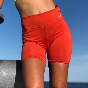 Nike The One Tight Fit Dri-Fit Mid Rise 7" Burnt Orange Biker Shorts Size: XS